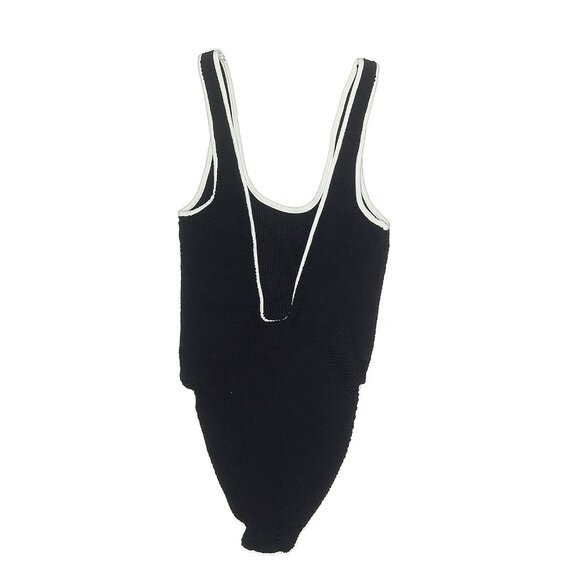 Hunza G Faye Crinkle Onepiece Swimsuit in Black/White One Size - Picture 5 of 7